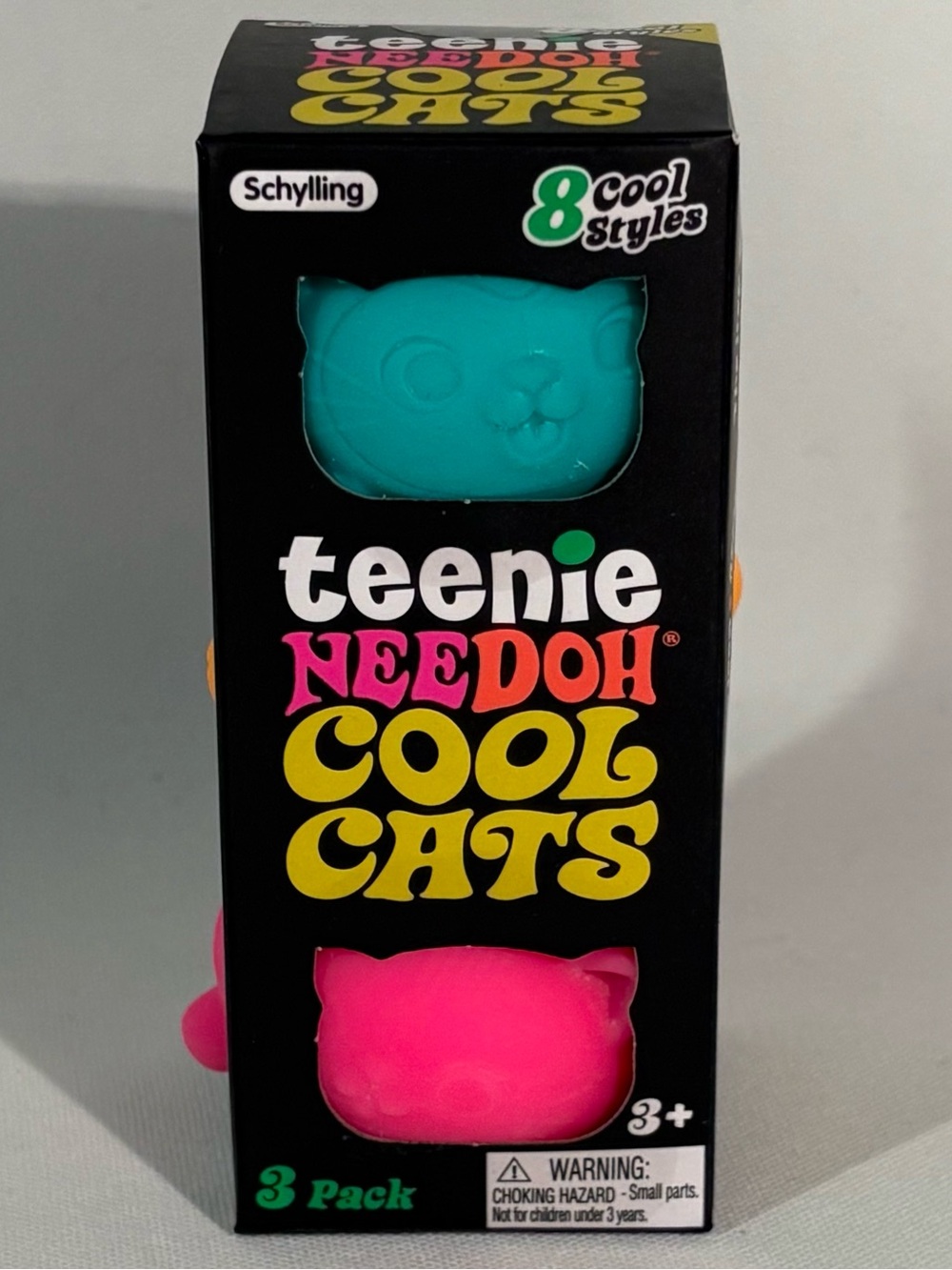 [BRAND NEW] NEE DOH TEENIE COOL CATS 3-PACK BLUE ZIPPY ORANGE FRISKY PINK NUGGET
